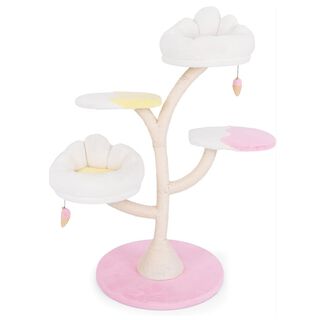 COSTWAY Árbol Rascador con dos plataformas blanco y rosa para Gatos