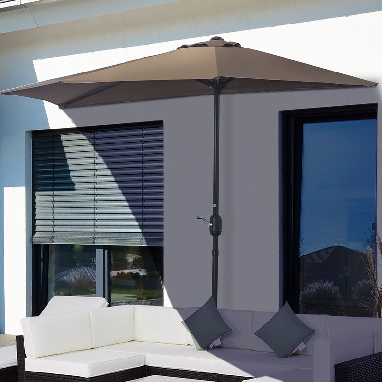Outsunny Sombrilla Parasol De Jardín color café Con Manivela thumbnail