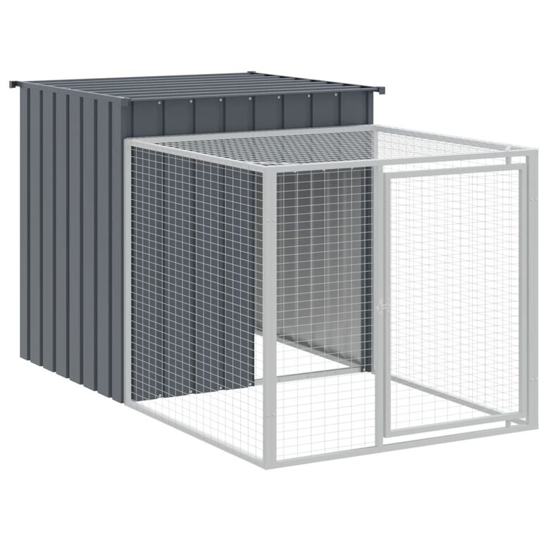 vidaXL Gallinero con corral acero galvanizado gris para gallina thumbnail