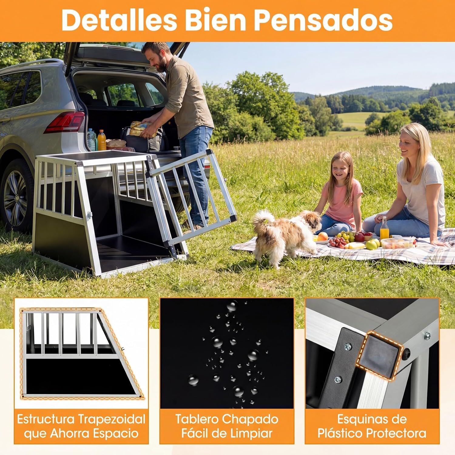 COSTWAY Transport&iacute;n para Perros y Gatos, Jaula para Perros de Aluminio con Cerradura y Separador, Transport&iacute;n de Viaje para Perros Peque&ntilde;os y Medianos, Resistente a Mordeduras, 69,5 x 54 x 50,5 cm, , large Imagen numero 4