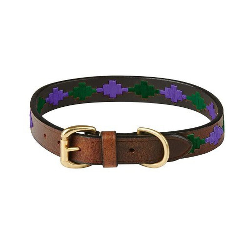 Collar de cuero para perro color Marrón/Púrpura/Cerceta, , large image number null