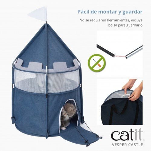 Cat it vesper cama en forma de castillo plegable azul para gatos thumbnail