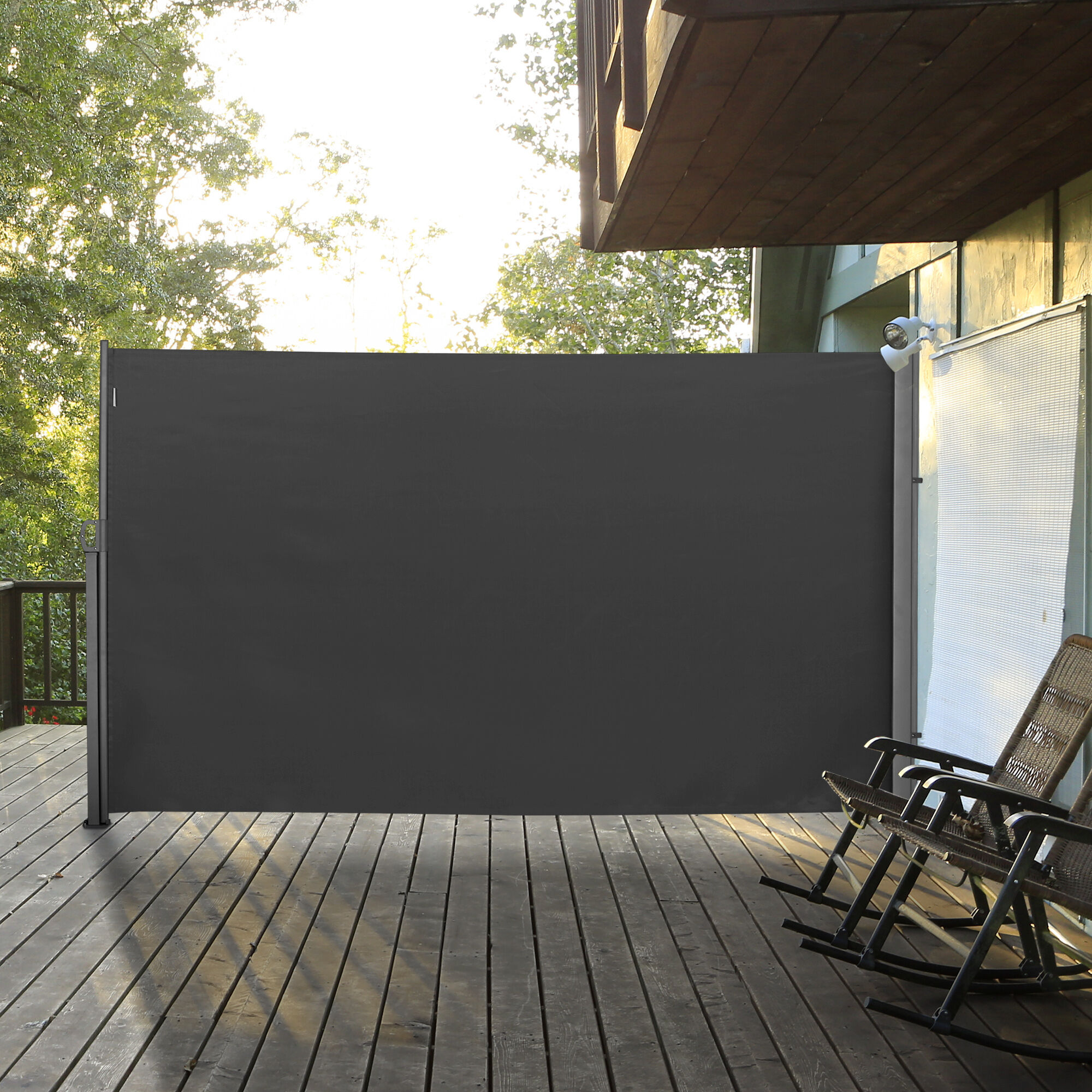 Outsunny Toldo Lateral Retr&aacute;ctil 300x160 cm Pantalla Enrollable Mampara de Privacidad y Protecci&oacute;n Solar para Jard&iacute;n Balc&oacute;n Terraza Gris, , large Imagen numero 7