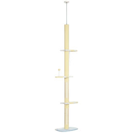 PawHut árbol rascador ajustable amarillo para gatos