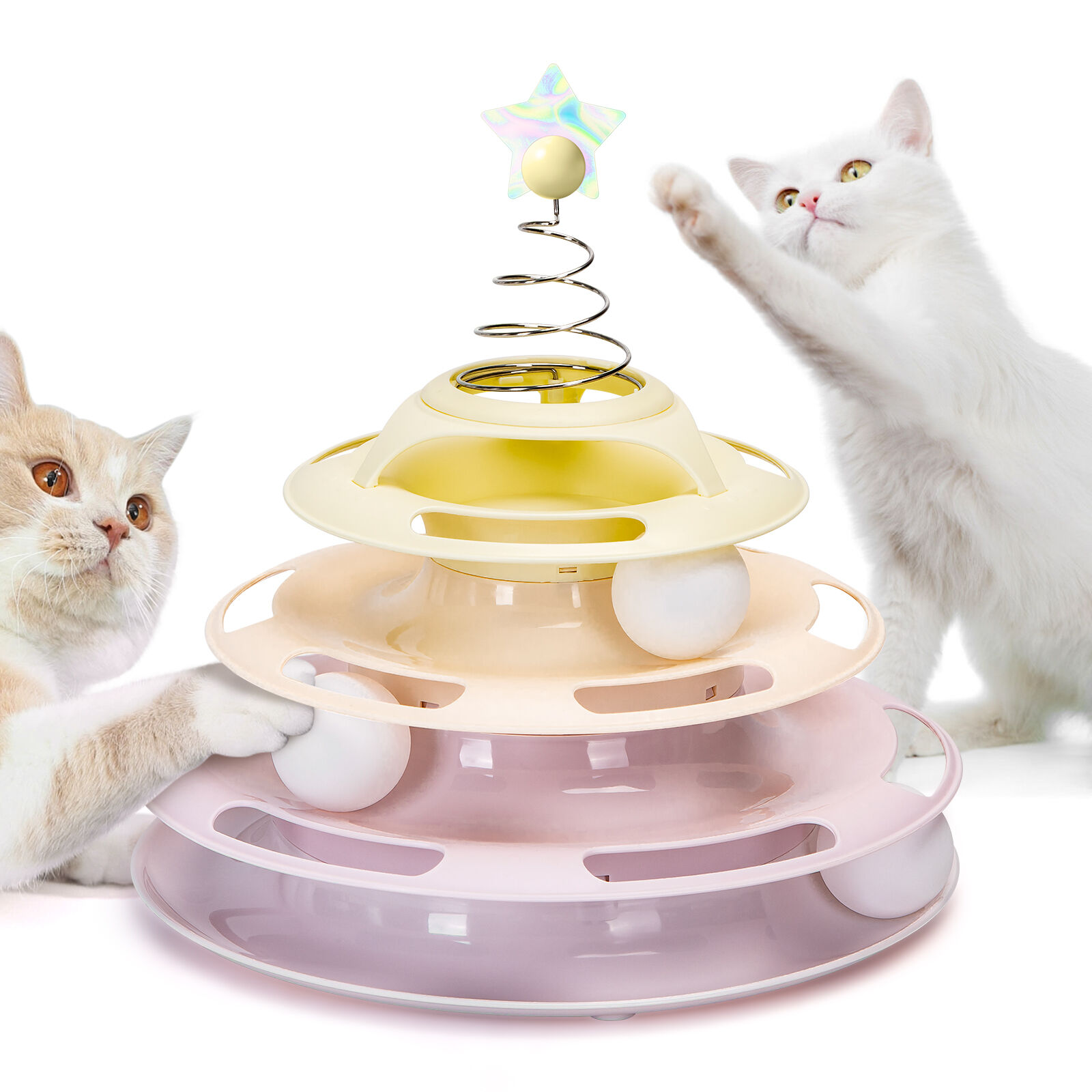 Nobleza Cat Juguete para Gatos, Juguetes Interactivo con Dise&ntilde;o de Torre con 3 Pelotas de 3 Niveles, , large Imagen numero 1