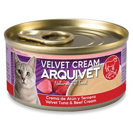 PACK 24 uds - Crema de At&uacute;n y Ternera - Velvet Cream para gatos - 80g