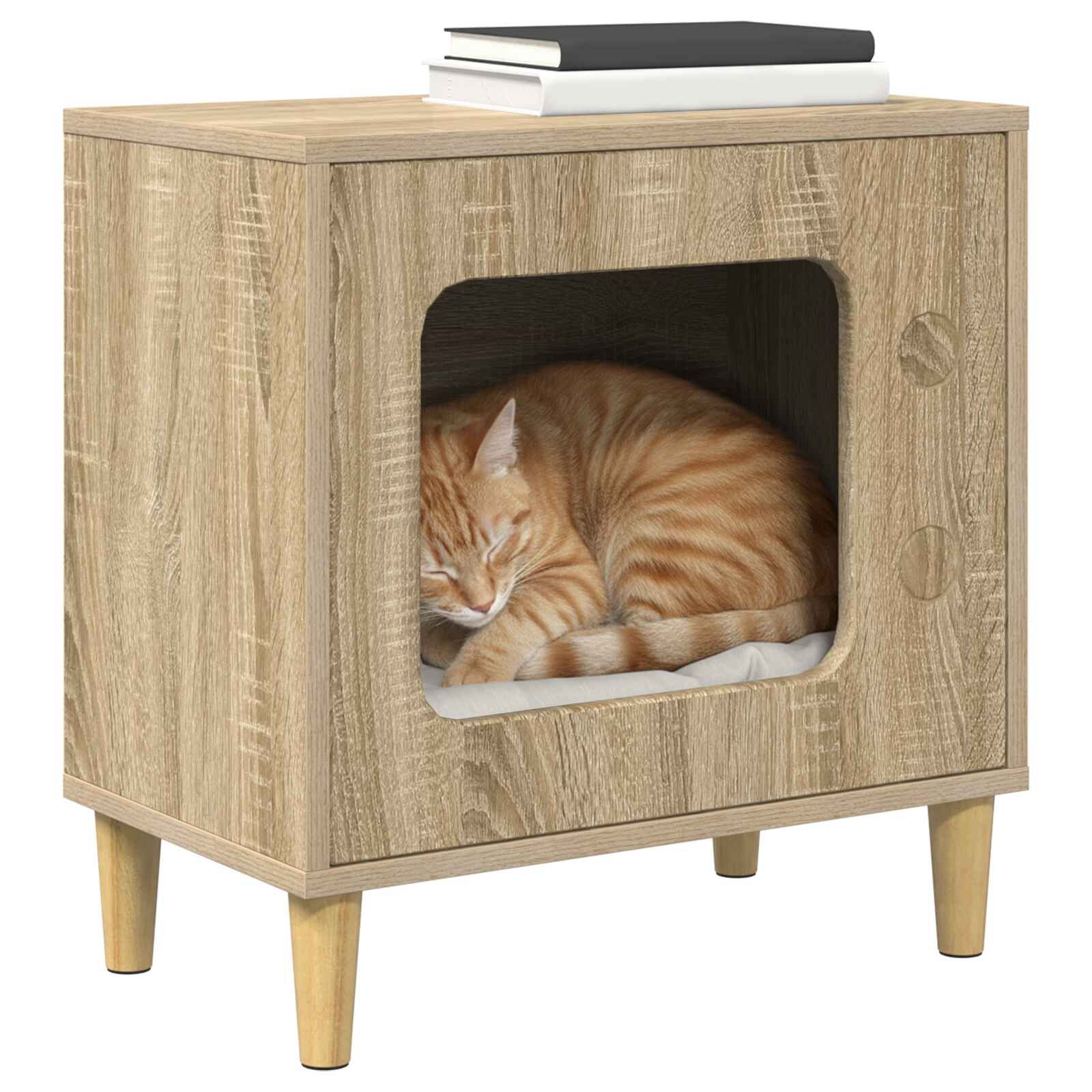 vidaXL Casa para Gatos Sonoma 51 x 30 x 52 cm Madera de ingenier&iacute;a, , large Imagen numero 3
