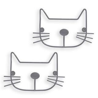 Pareja de colgadores en forma de gatos color gris