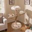 COSTWAY Rascador para Gatos, Árbol para Gatito Moderno de Madera Maciza, 122 cm Torre Gatos Rascador con Plataforma Forma de Flores, 2 Nidos con Cojines, Poste de Yute, Bola Colgante, Blanco y Natural, , large indicador imagen numero 2