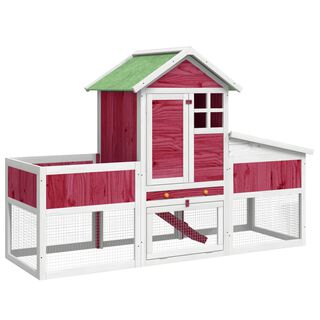 VidaXL Conejera de Madera de Pino Roja para Conejos