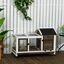 PawHut Conejera de Madera con Ruedas 108x58x73,5 cm Jaula para 1-2 Conejos con Techo Abrible Corral Metálico Bandeja Extraíble Puertas con Pestillo y Rampa Café, , large indicador imagen numero 2