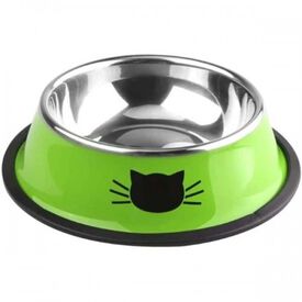 Edipets Comedero Verde de Acero inoxidable para gatos
