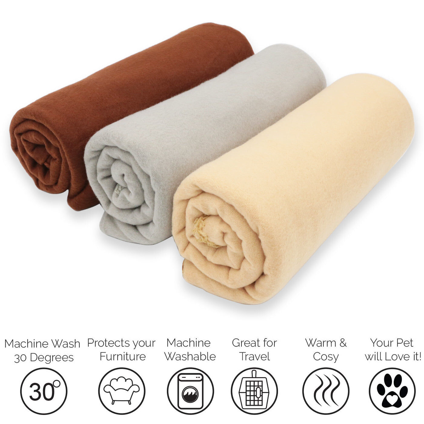 HOME MERCURY - Mantas Suave de Felpa- para Perros, Gatos, Conejos y Otras Mascotas. Tama&ntilde;o 130 x160 cm. Pack de 3 (Pack de 3 Liso), , large Imagen numero 2