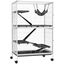 PawHut Jaula para Animales Pequeños de 4 Niveles Jaula para Roedores con Ruedas Rampas Hamaca Colgante y Bandeja Extraíble Recinto para Conejos Chinchillas Hurones 80x52x128 cm Blanco, , large indicador imagen numero 1