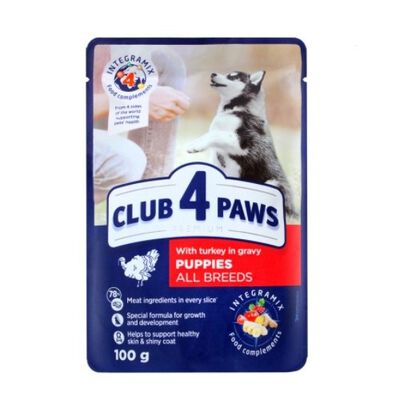 Club 4 Paws Pienso húmedo para cachorros Pavo en salsa