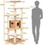 COSTWAY Árbol 175 cm para Gatos, Casa para Gatos con Plataformas Multinivel con Rascador y Columnas de Cuerdas de Sisal, Recubierta en Tejido Afelpado Blando, , large indicador imagen numero 4