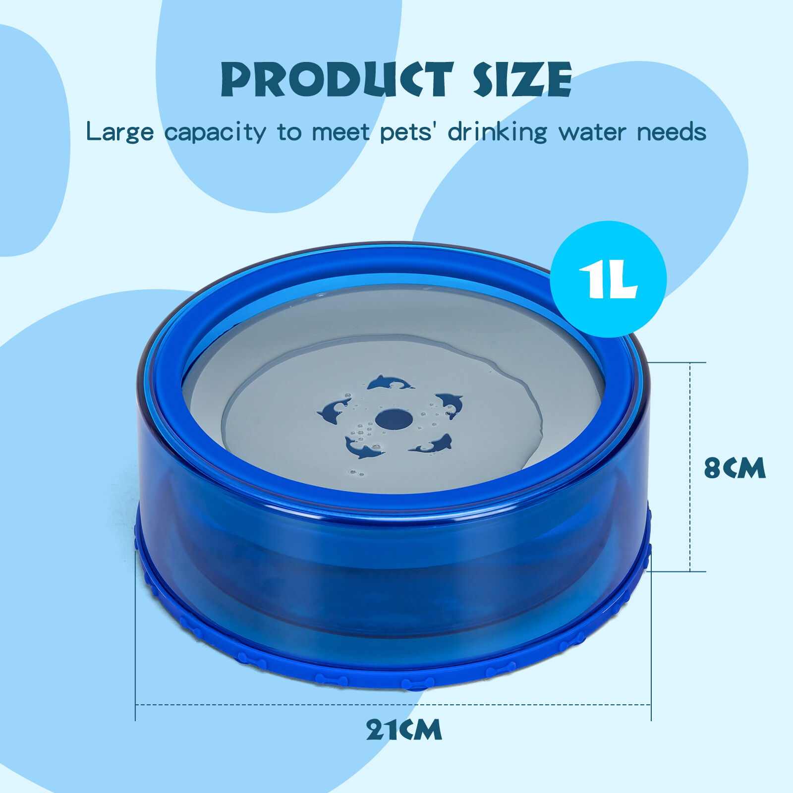 Nobleza-1L Bebedero Antisalpicaduras Perro,Cuenco de Agua Flotante para Mascotas,Bebedero para Perros,Bebedero Gatos,Sin Derrames,Antidesbordamiento,Azul, , large Imagen numero 5