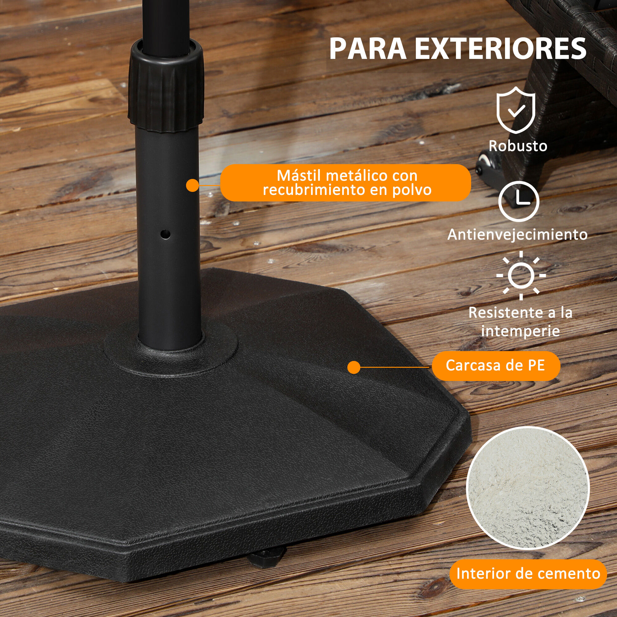 Outsunny Base de Sombrilla Negro, , large Imagen numero 5