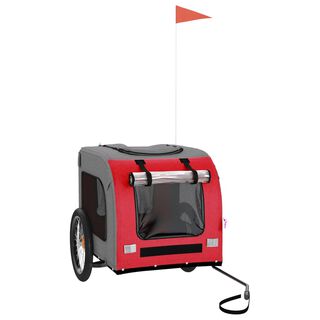vidaXL Remolque de bicicleta hierro tela Oxford rojo y gris para perros