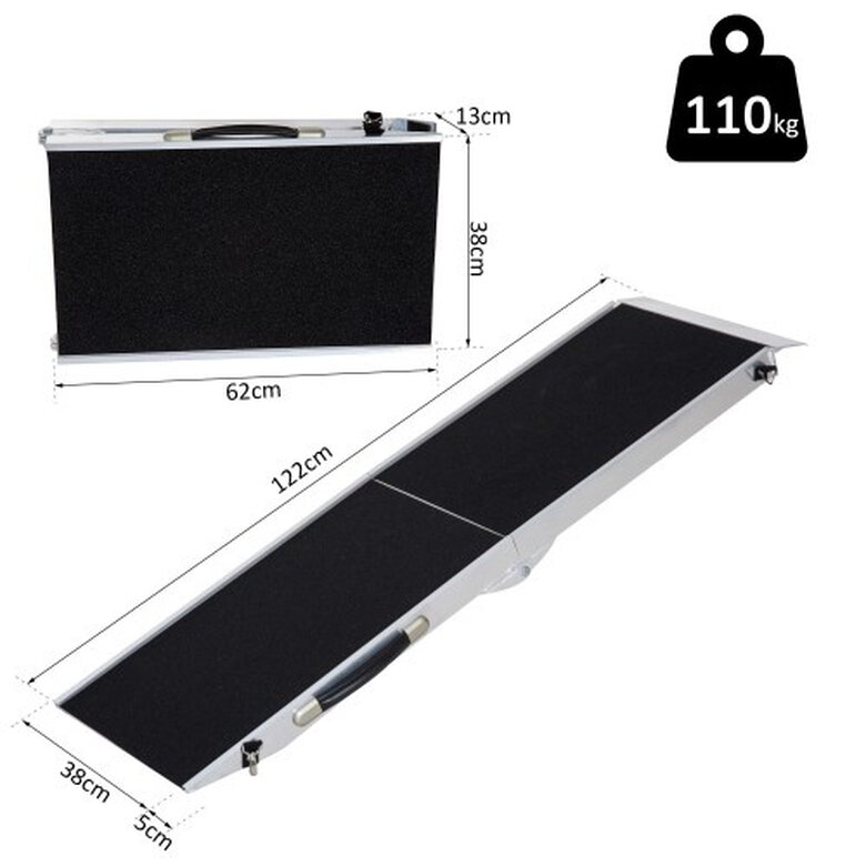 Rampa de aluminio plegable para mascotas color Plateado y Negro, , large image number null