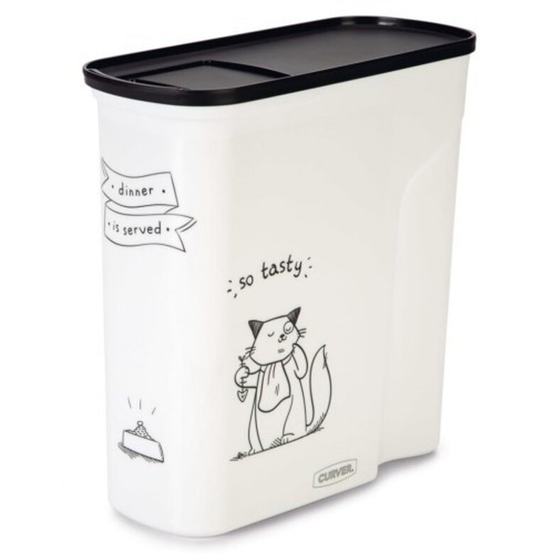 Almacenador de comida para gatos con dibujos color Blanco, , large image number null