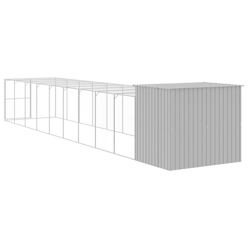 vidaXL Caseta perros corral acero galvanizado gris claro 214x865x181cm, , large Imagen numero 21