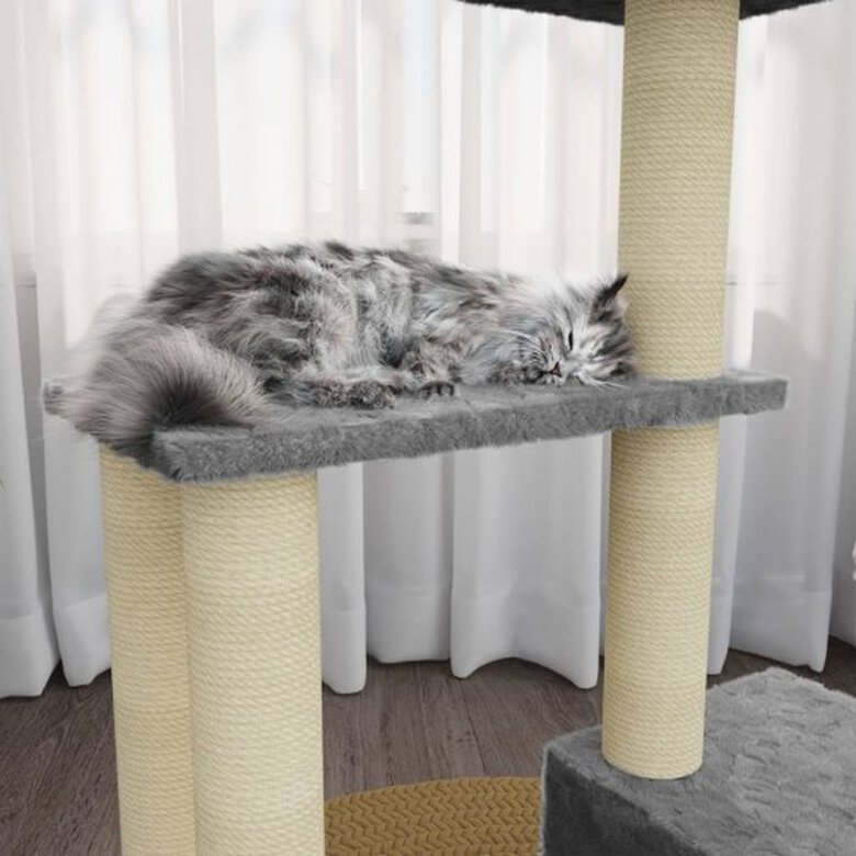 Vidaxl rascador con casa gris para gatos, , large image number null