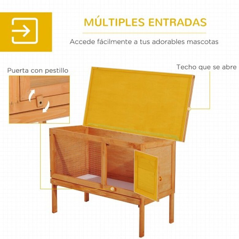 Conejera PawHut grande de patas elevadas color Madera, , large image number null