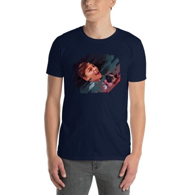 Mascochula camiseta hombre electronic personalizada con tu mascota azul marino thumbnail