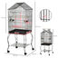 PawHut Jaula para Pájaros 50x58x145 cm Pajarera Metálica con 3 Puertas 2 Comederos 3 Perchas Bandeja Extraíble Estante Abierto y 4 Ruedas para Canarios Periquitos Negro, , large indicador imagen numero 3