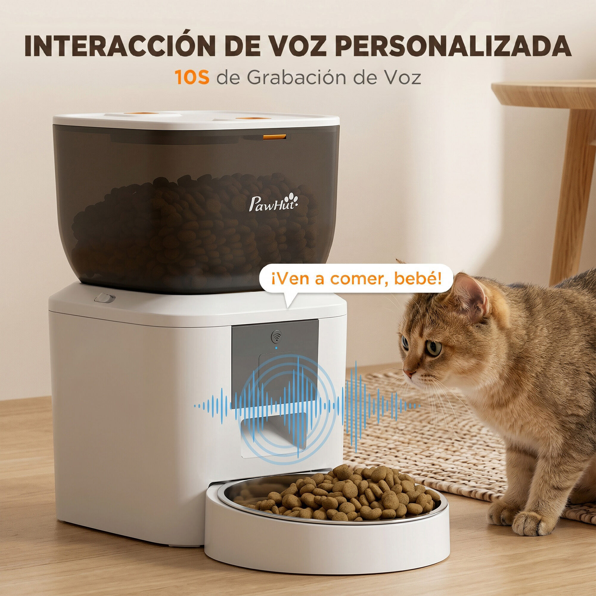 PawHut Comedero Autom&aacute;tico Mascota Blanco, , large Imagen numero 5