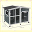 PawHut Caseta para Perros Casa para Perros Pequeños de Madera con Techo Abatible Frontal de Acrílico Puerta con Cortina y Fondo Extraíble 101x66,5x70,5 cm Gris Oscuro, , large indicador imagen numero 3