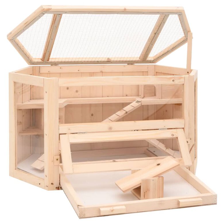 VidaXL Jaula de madera maciza con escaleras para hámsteres thumbnail