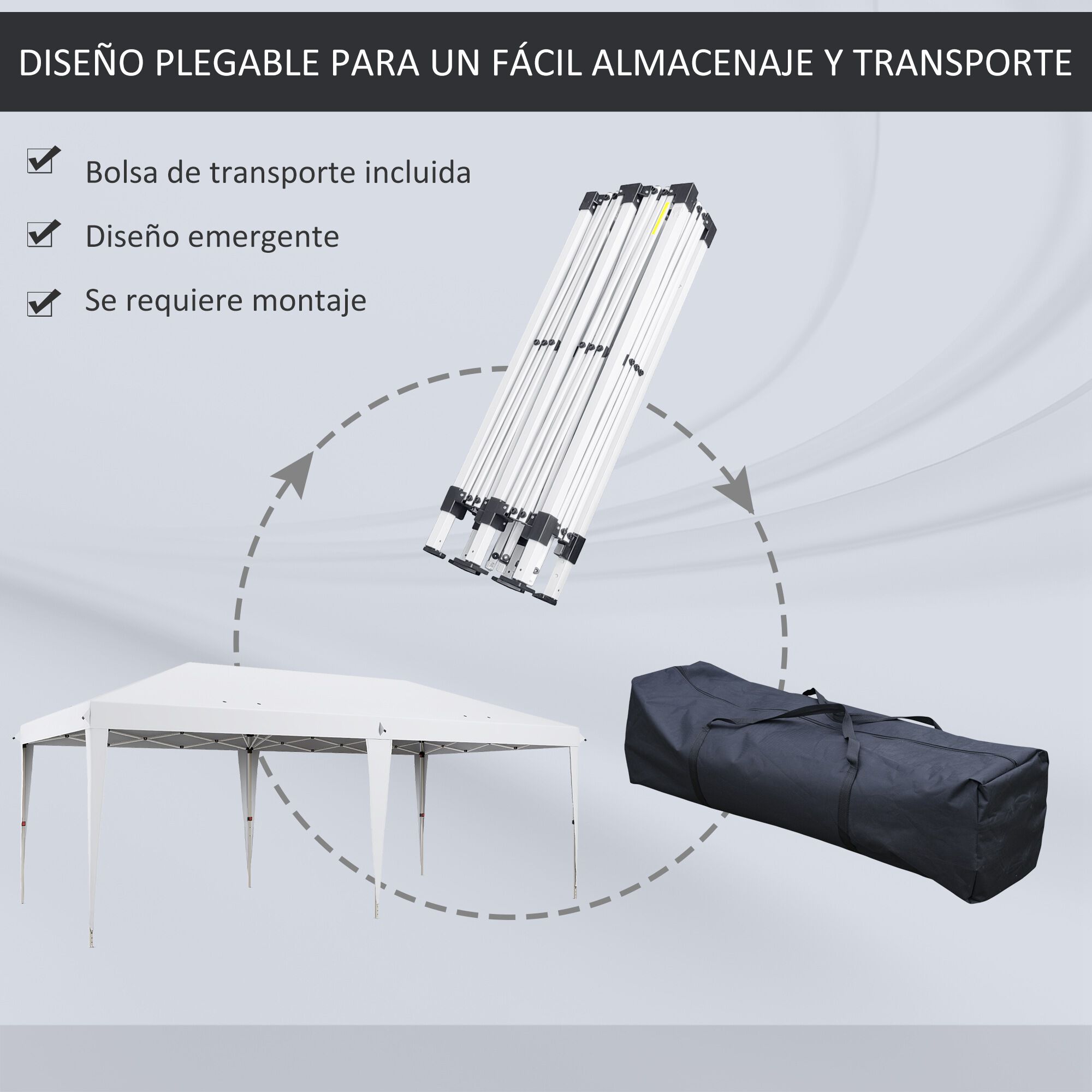 Outsunny Carpa Plegable Blanco, , large Imagen numero 4