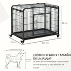 Jaula de Metal PawHut para Perros Plegable con Ruedas y Frenos color Gris, , large image number null