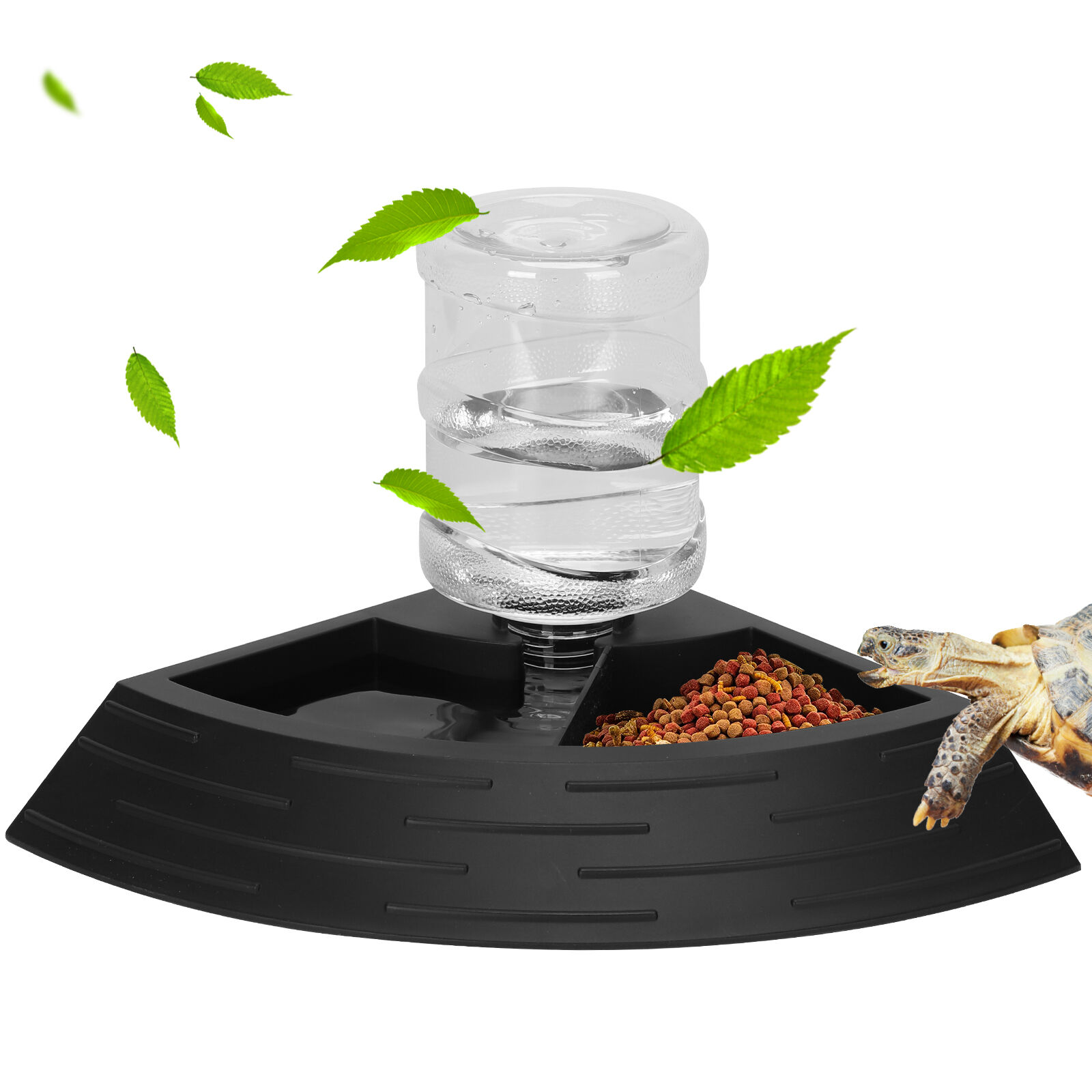 Nobleza - Alimentador Autom&aacute;tico de Reptiles Cuenco de Agua y Comida para Reptiles Bandeja de Agua de Reptiles Dispensador de Agua de Tortuga con Botella, Talla L, , large Imagen numero 1