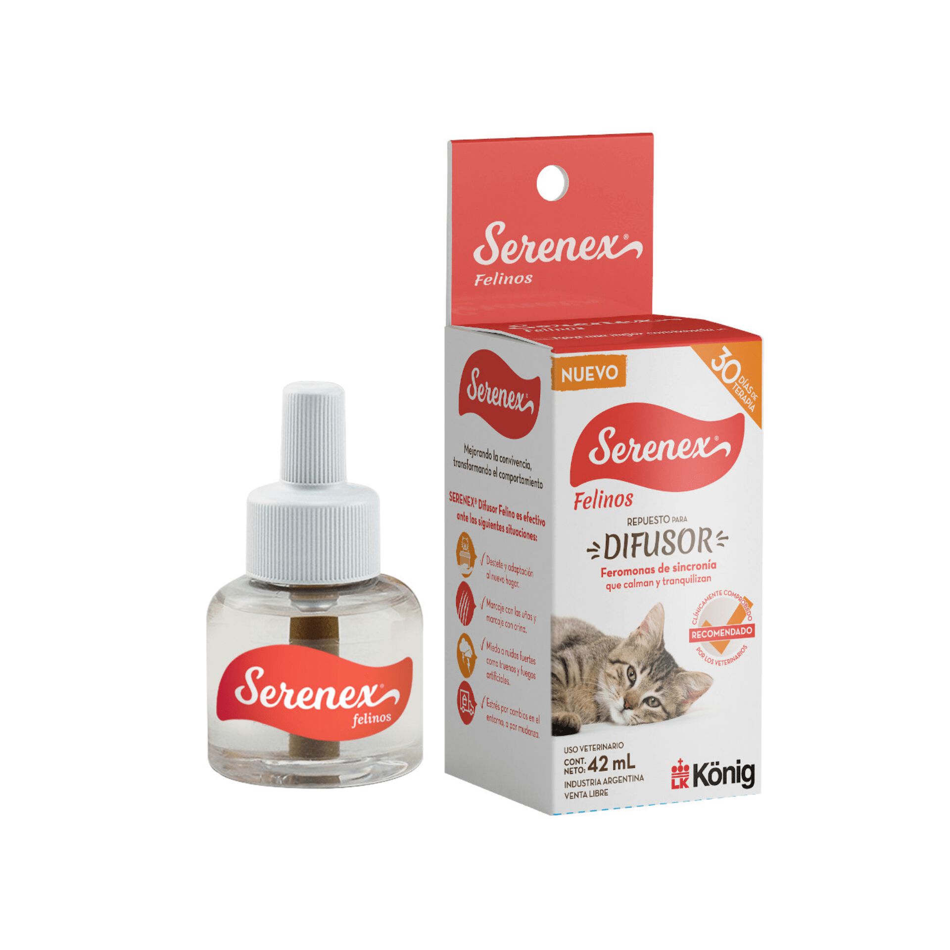 König Serenex® Difusor Con Feromonas Para Gatos - Recambio 40 Ml
