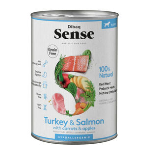 Dibaq Puppy Sense Grain Free Pavo y Salmón lata para perros