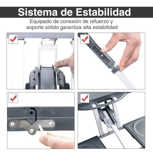 Mesa portatil Outsunny con 4 asientos y agujero para sombrilla, , large Imagen numero 5