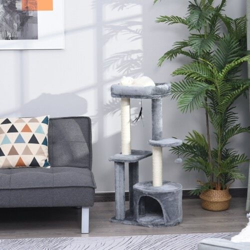 Rascador multi-niveles torre PawHut color Gris y Blanco thumbnail