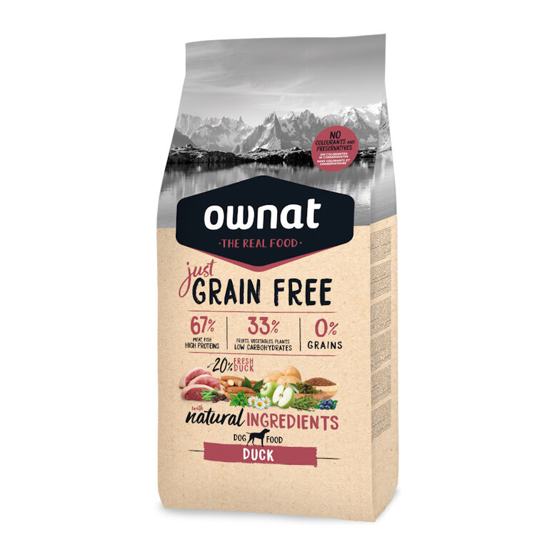 Ownat Just Grain Free Adulto Pato pienso para perros, , large image number null