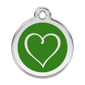 Red Dingo Placa identificativa Acero Inoxidable Esmalte Tribal Corazón Verde para perros