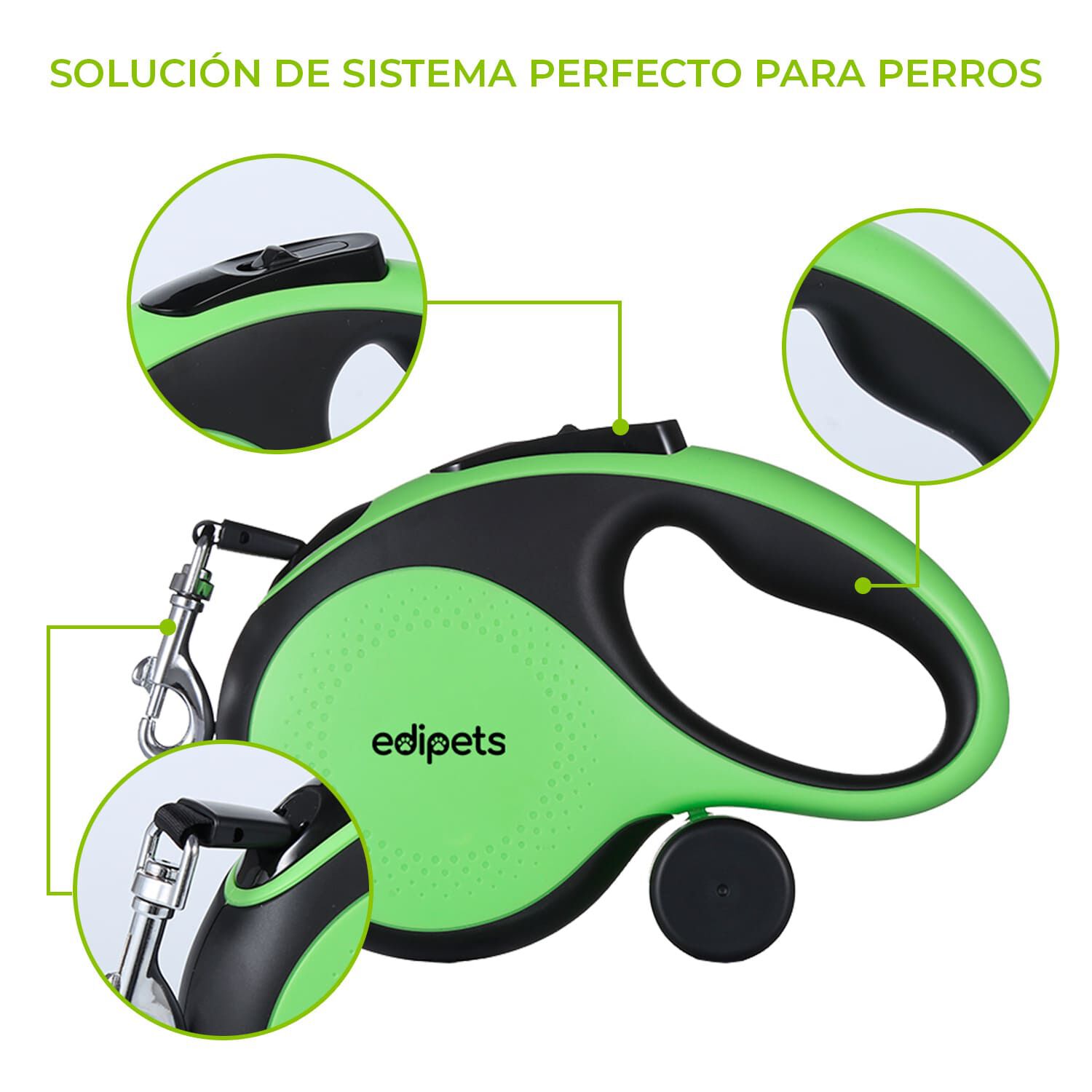 Edipets correa extensible ajustable verde para perros thumbnail