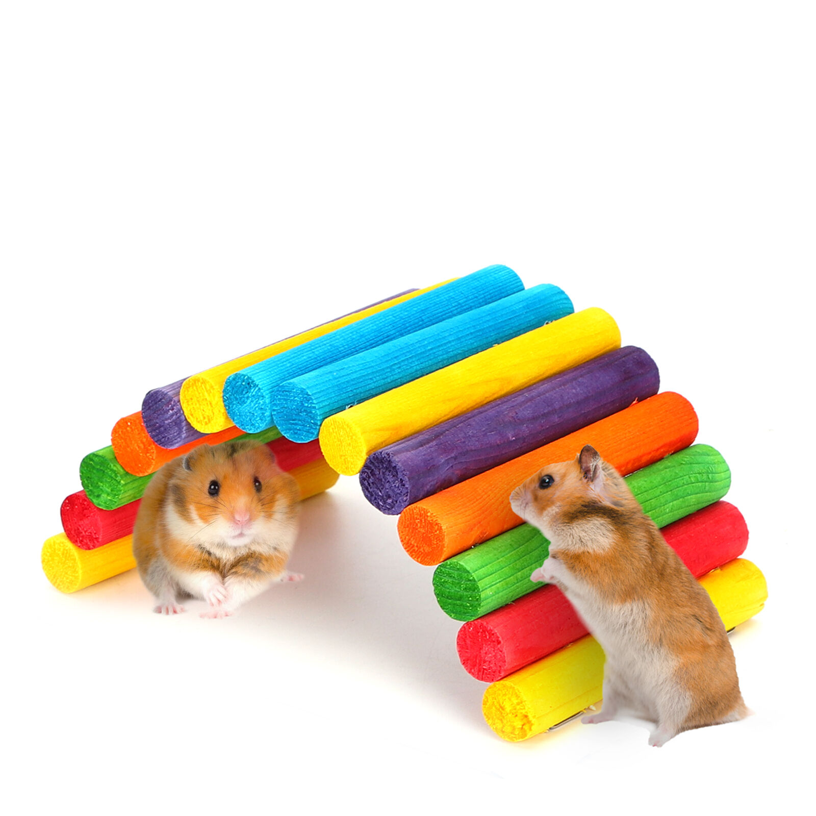 Nobleza - Puente colgante de juguete para h&aacute;msters - Escalera de madera de escalada larga con colores del arco iris para h&aacute;msters, ratones, jerbos y ratas, , large Imagen numero 1