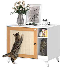 PawHut Mueble Arenero Blanco y Roble