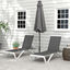 Outsunny Conjunto de 2 Tumbonas Reclinables de Aluminio Tumbonas de Jard&iacute;n con Respaldo Ajustable en 5 Niveles y 2 Ruedas para Terraza Balc&oacute;n Piscina 170x67,5x95 cm Gris y Blanco, , large indicador imagen numero 2