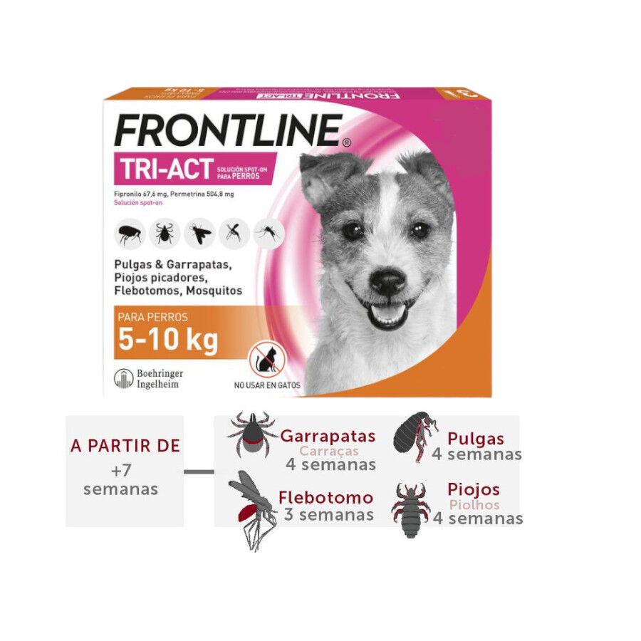 Frontline Tri-Act Pipetas Antiparasitarias para perros 5 - 10 kg, , large Imagen numero 1