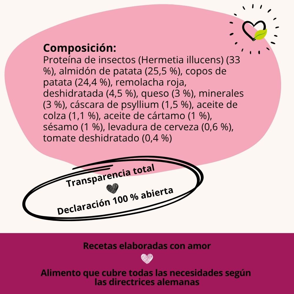 BugBell HappyMood Pienso 5x800 g &ndash; Hipoalerg&eacute;nico, sin cereales, con prote&iacute;na de insecto, remolacha, vitex, valeriana y L-tript&oacute;fano, , large Imagen numero 3