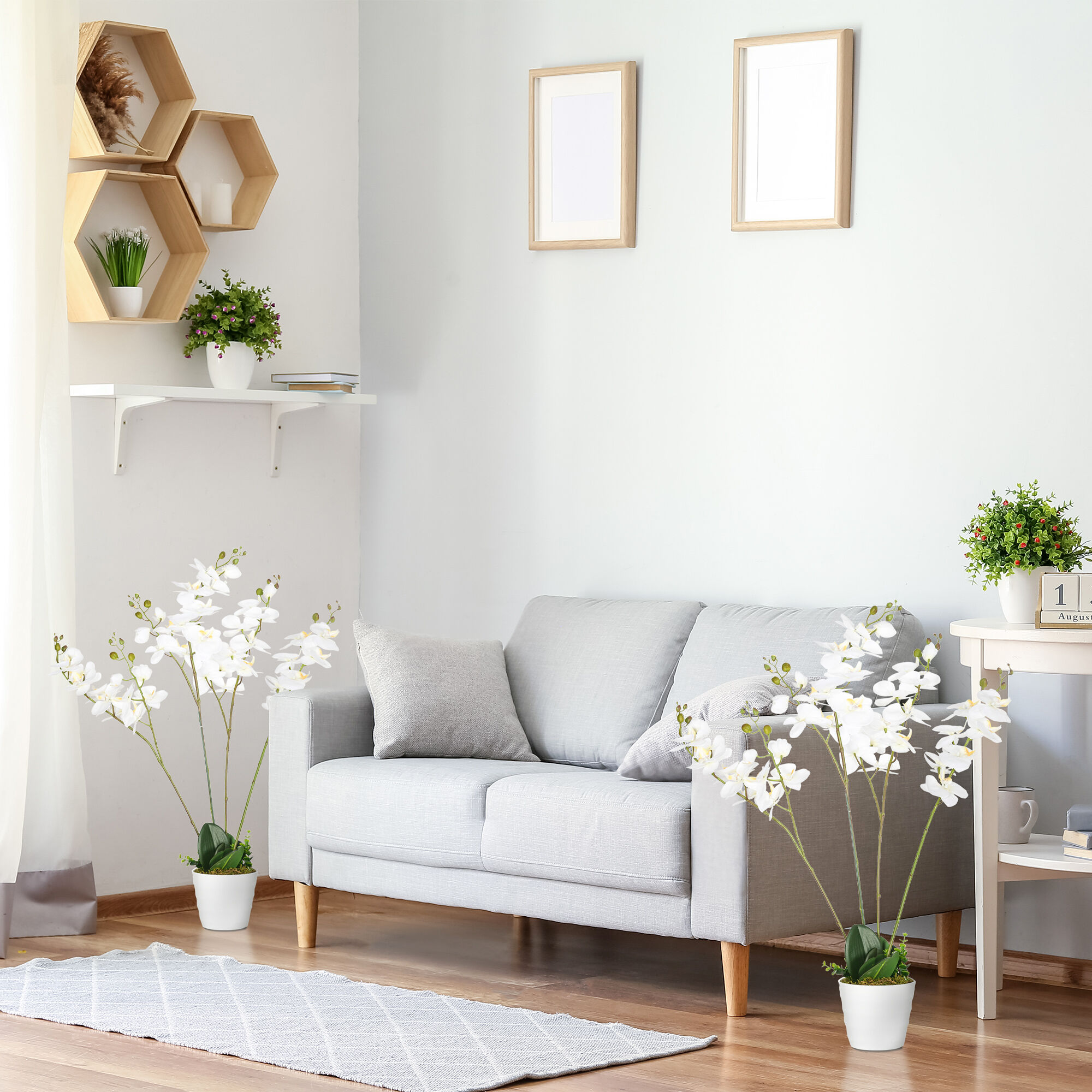 HOMCOM Phalaenopsis Artificiales Blanco, , large Imagen numero 2
