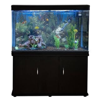 MonsterShop Acuario con Mueble Negro, Accesorios y Grava Natural para peces